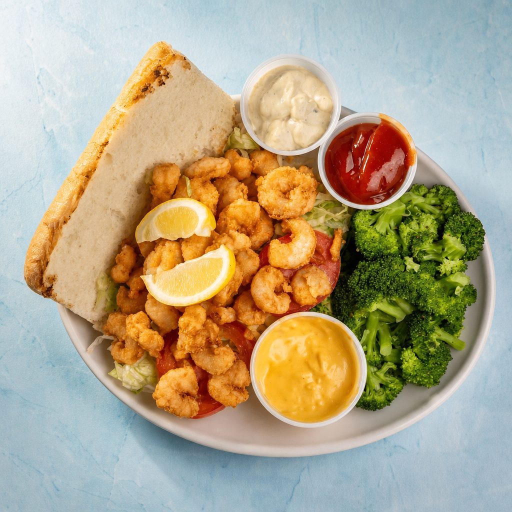 Shrimp Po Boy Sandwich.