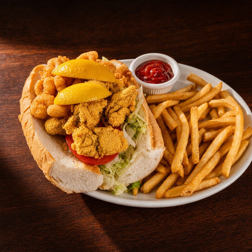 Oyster Po Boy Sandwich.