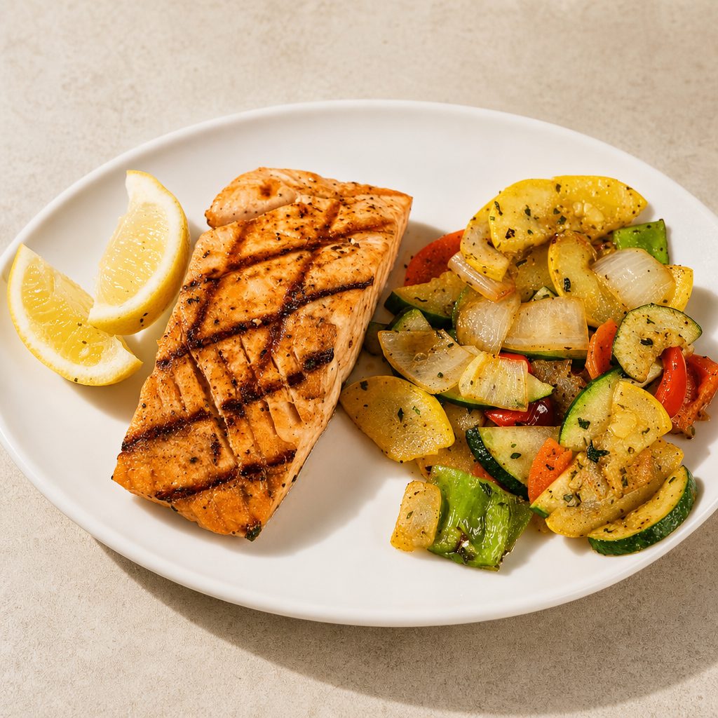 Grilled Atlantic Salmon Filet.